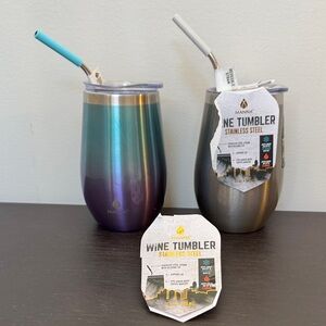 manna Gradient Blue and Silver Wine Tumbler Set